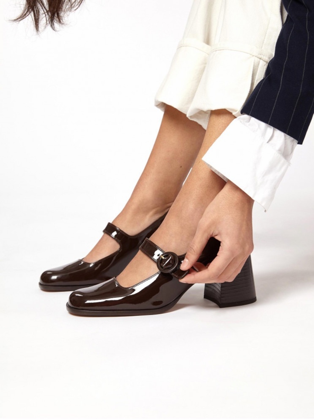 Carel Paris Brown Mary Jane Loafers with Low Block Heel - Women Flats & Loafers